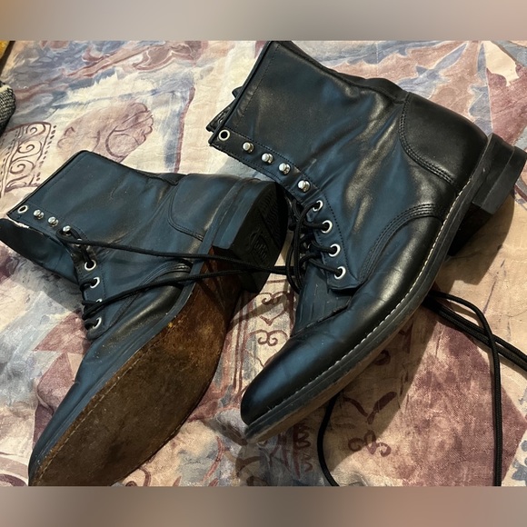 Justin Boots Shoes Justin Roper Lacer Kiltie Black Leather Lace Up